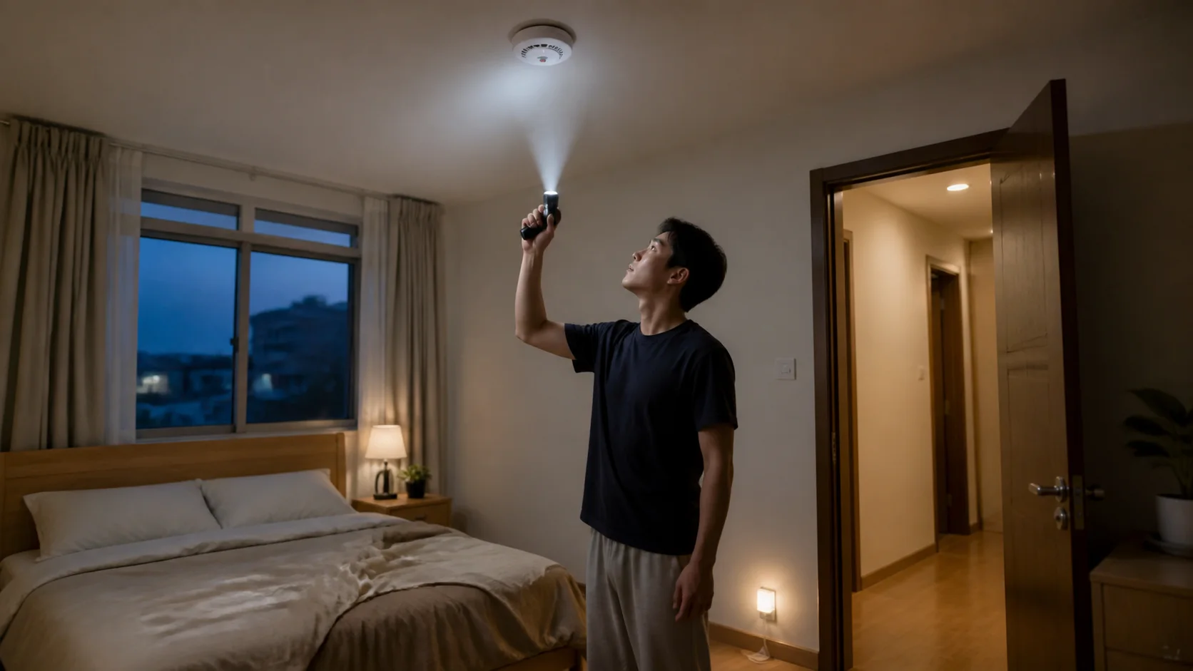 臥室煙霧警報器半夜鳴怎樣分？先分持續警報、低電量提示、壽命到期與不能拆電池繼續睡的情況