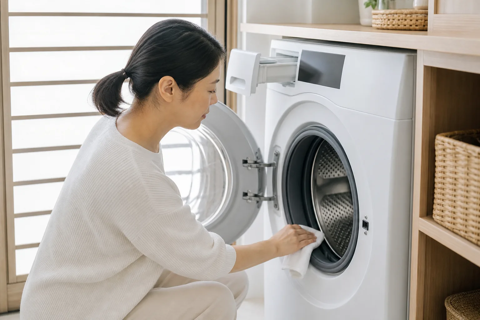 滾筒洗衣機門膠圈有霉味，別只洗內桶：殘水、洗劑盒與乾燥習慣的完整分流