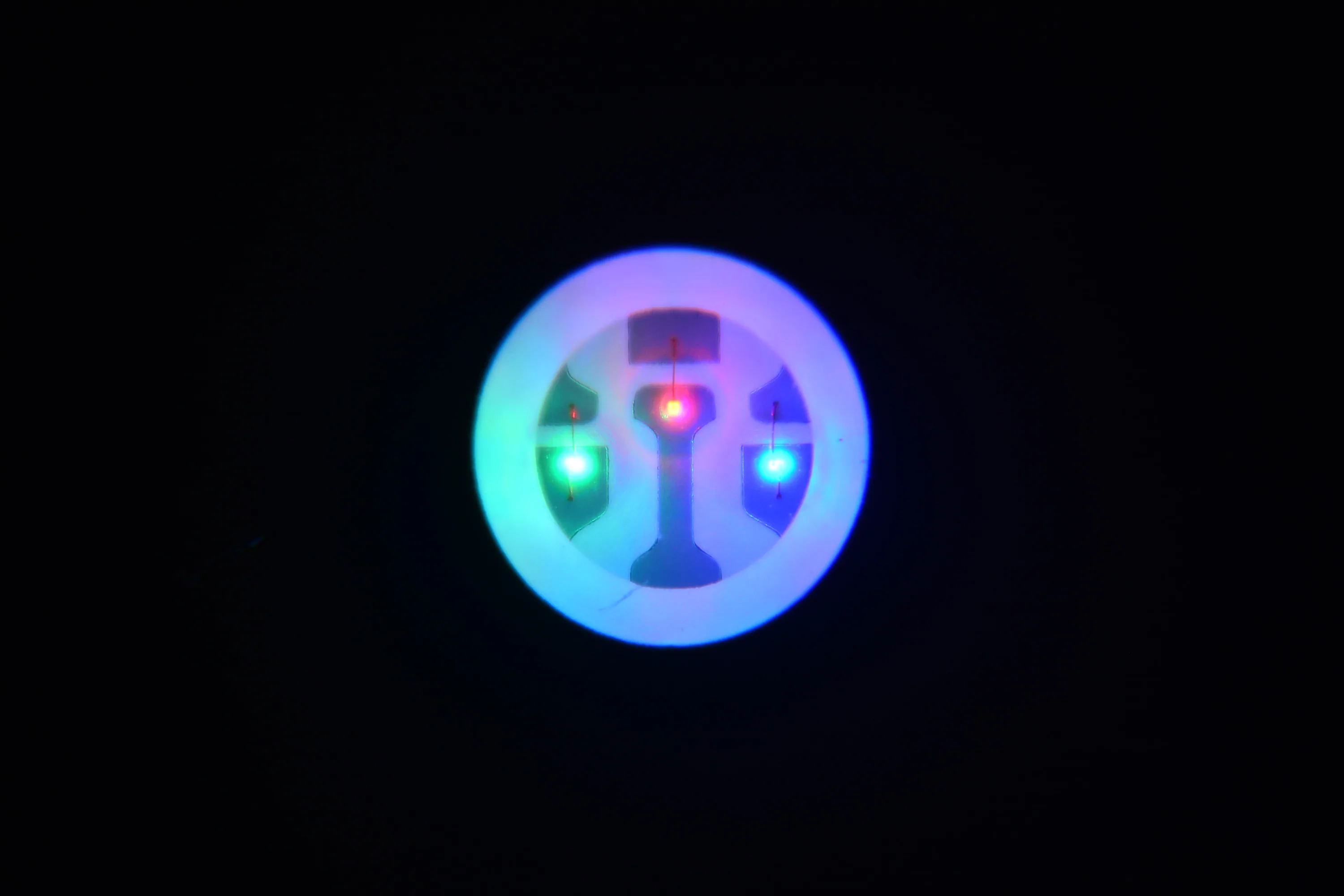 真實 LED 燈帶近拍，顯示柔性電路板上離散燈珠與裁切單元，僅作結構示意